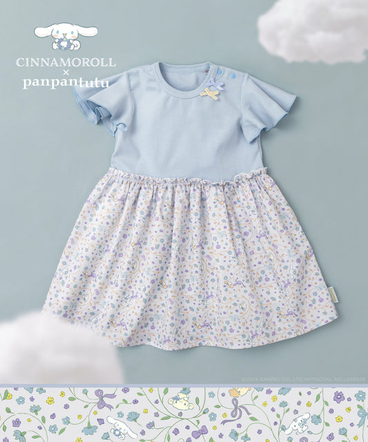 Japanese children's clothing panpantutu x Sanrio Cinnamoroll floral patchwork dress 80-140cm girls summer dresses 