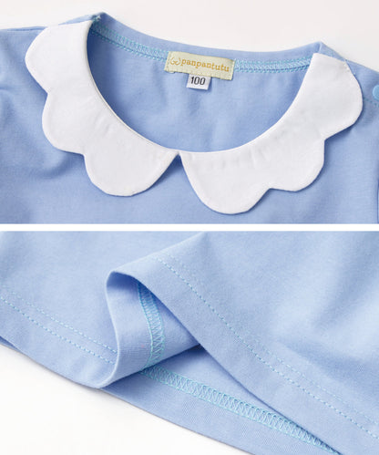 Japanese children's clothing panpantutu lace collar short-sleeved top 90-140cm girls summer TOPS 