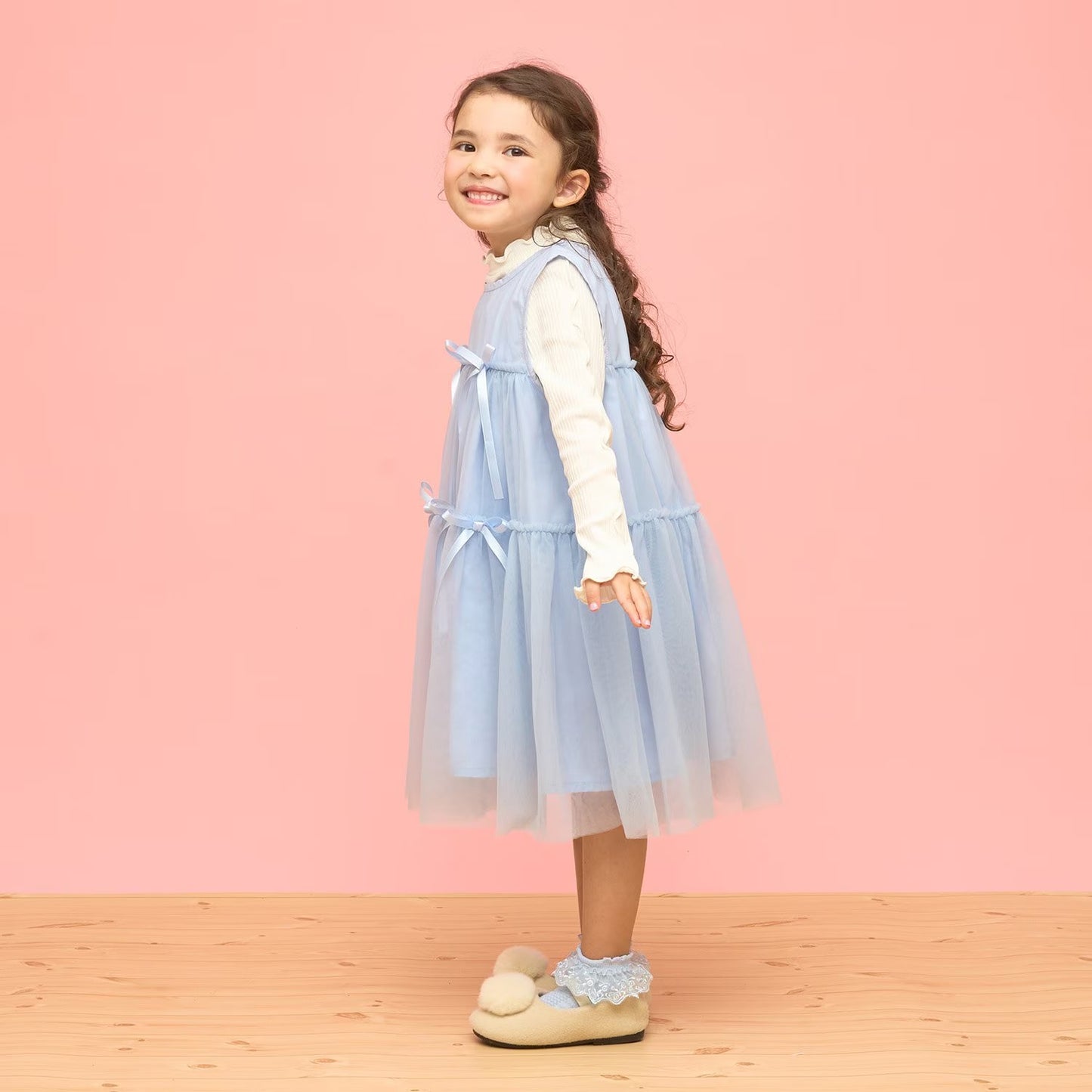 日本童裝 Ly# mine 蓬鬆薄紗多層連身裙 100-150cm 女童款 冬季 DRESSES