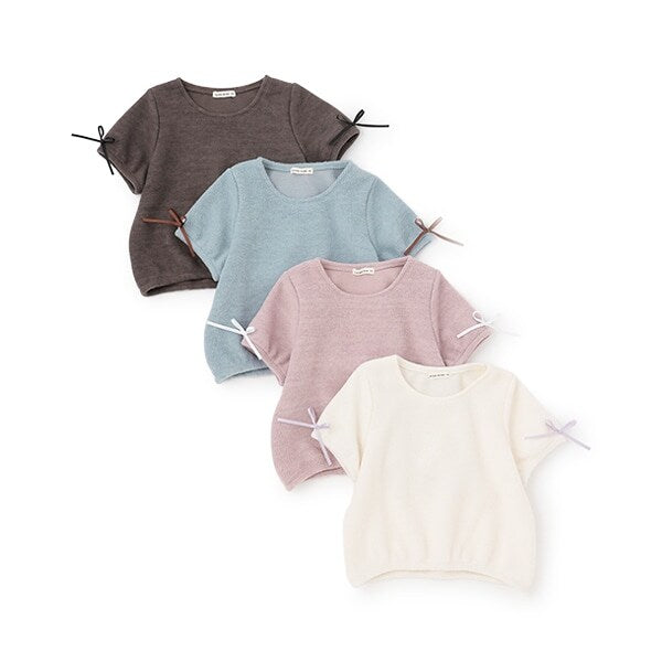 日本童裝 Ly# mine 蓬鬆拉絨短袖上衣 110-150cm 女童款 秋季 TOPS