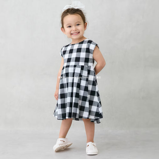 Japanese children's clothing pe#main back bow dress 80-130cm girls summer dresses 