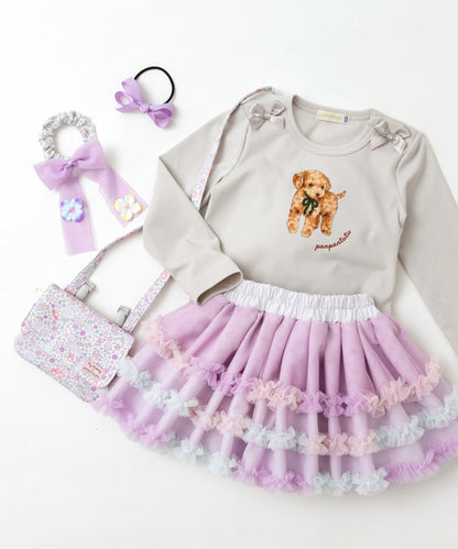 日本童裝 panpantutu 絲帶貴賓犬圖案上衣 80-150cm 女童款 夏季 TOPS