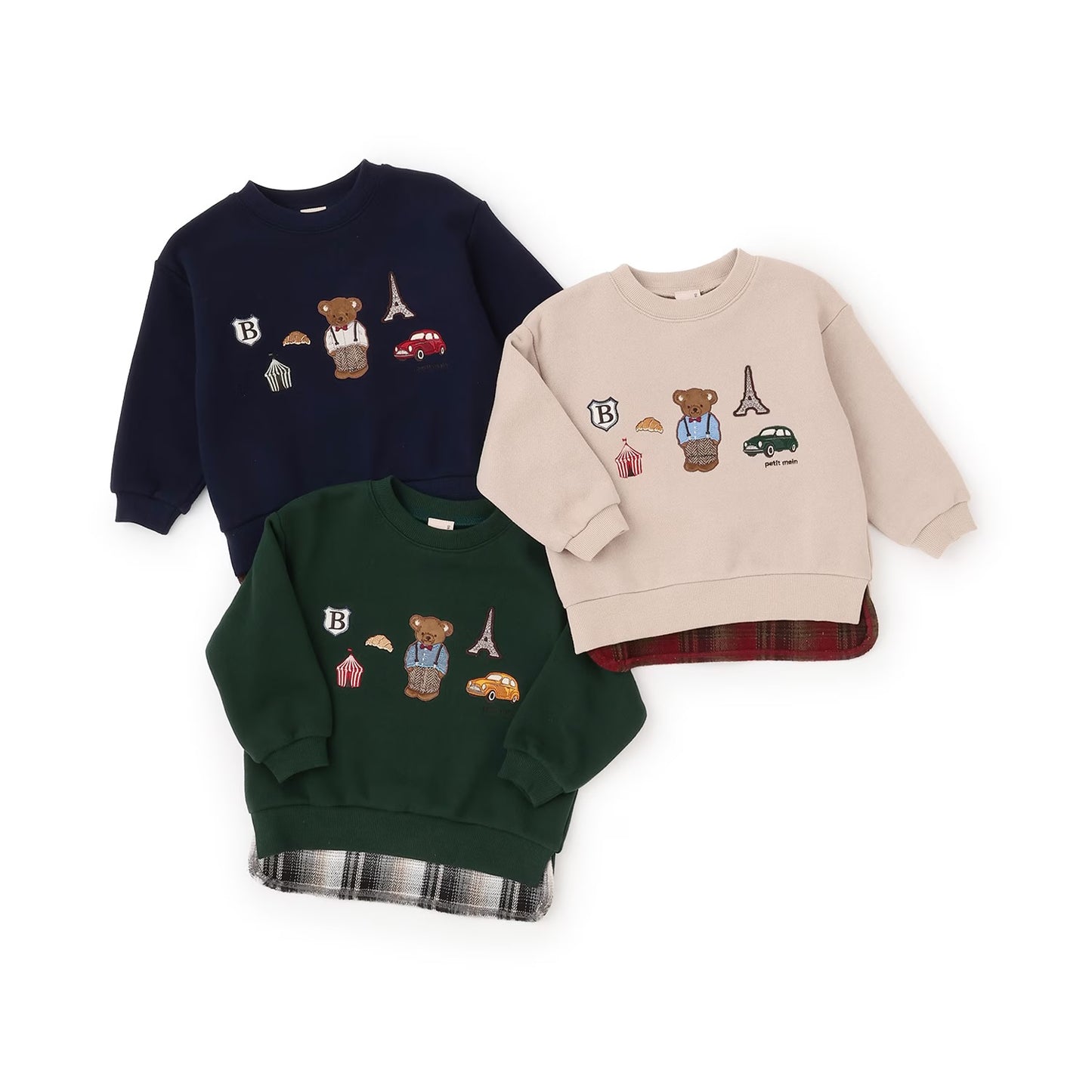 日本童裝 pe#main 假兩件熊仔衛衣 80-130cm 男童款 冬季 TOPS