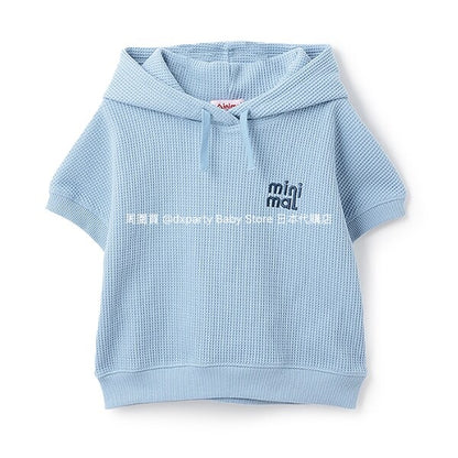 Japanese children's clothing mini#ML waffle hooded top 90-140cm boys/girls summer TOPS 