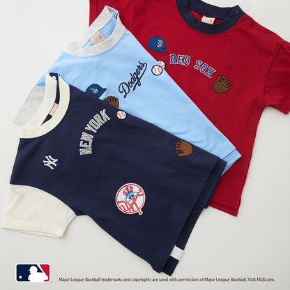 日本童裝 pe#main x 【MLB】徽章貼花上衣 80-130cm 男童款 夏季 TOPS