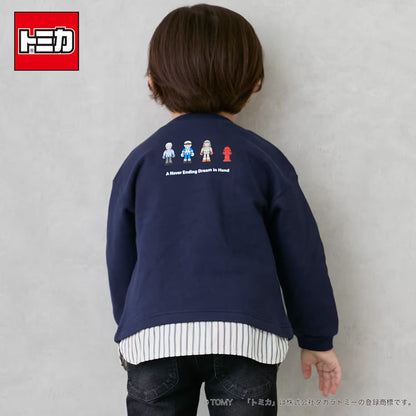 日本童裝 pe#main x TOMICA 格紋下擺衛衣 80-130cm 男童款 秋季 TOPS