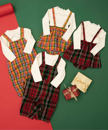 日本童裝 BREEZE 上衣及格仔連衣 80cm 男童款 初生嬰兒 冬季 Jumpsuit Christmas 聖誕快樂特輯 聖誕服裝/飾物配件 聖誕紅/新年紅