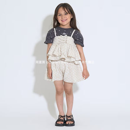 Japanese children's clothing Ly# mine tank top and shorts set 100-150cm girls summer TOPS PANTS 