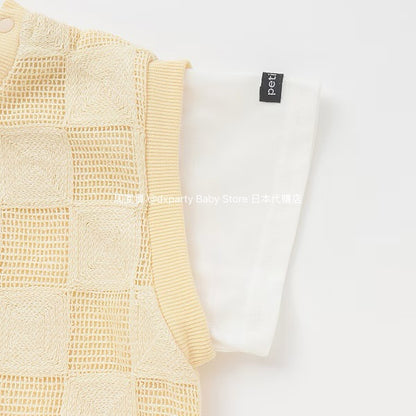 Japanese children's clothing pe#main fake two-piece checkered top 80-130cm boys' summer TOPS 