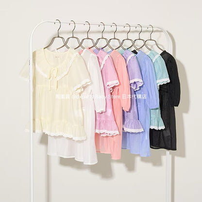 Japanese children's clothing Ly# mine 2Way two-piece sheer jacket 100-150cm girls summer outerwear 