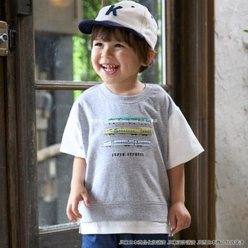 Japanese children's clothing pe#main x Shinkansen two-piece top 80-130cm boys' summer TOPS railway series 
