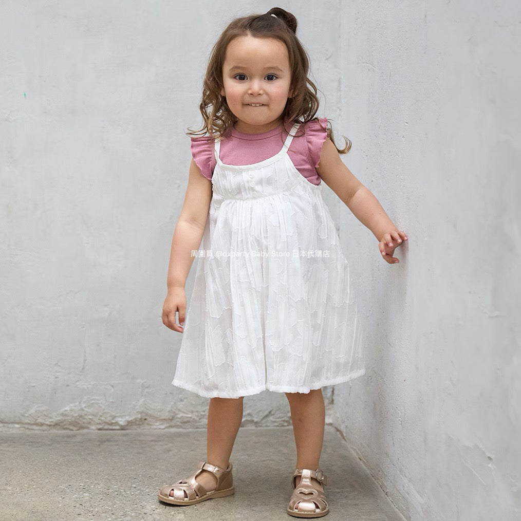 Japanese children's clothing pe#main top and suspender skirt set 80-130cm girls summer dress tops 