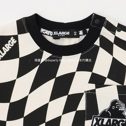 Japanese children's clothing XLARGE KIDS twisted plaid top 80-140cm boys' summer TOPS 
