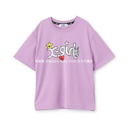 Japanese children's clothing X-girl Stages contact cool water absorption quick dry color changing print top 80-140cm girls summer TOPS 