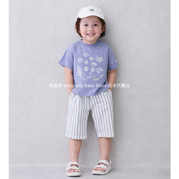 Japanese children's clothing pe#main Contact Cool Ocean Embroidery Top 80-130cm Boys/Girls Summer TOPS 