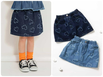 Japanese children's clothing BREEZE heart-shaped denim skirt 80-140cm girls summer SKIRTS 