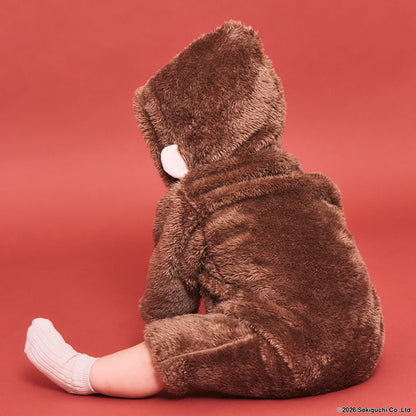 日本童裝 pe#main x Monchhichi 毛毛連衣及口水巾 70-80cm 男童款/女童款 初生嬰兒 秋季 Jumpsuit