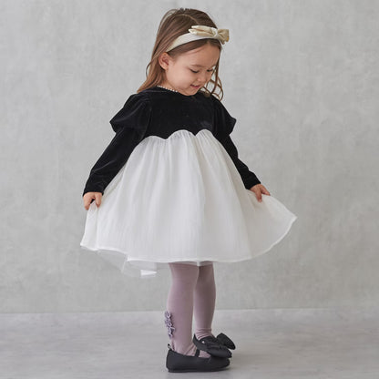 日本童裝 pe#main 泡泡袖雪紡連身裙 80-130cm 女童款 冬季 DRESSES 面試/宴會/表演