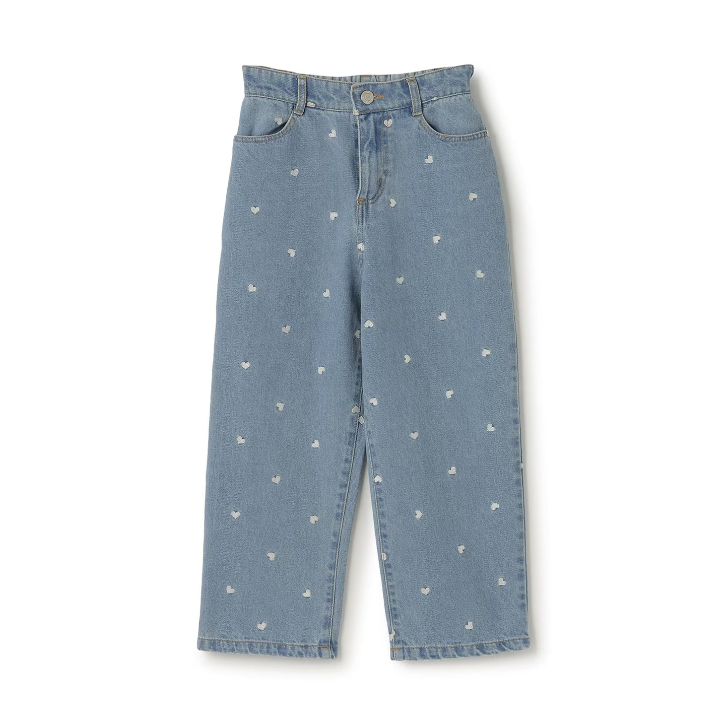 日本童裝 Ly# mine 愛心刺繡印花牛仔褲 100-140cm 女童款 夏季 PANTS