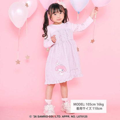 日本童裝 Slap Slip x Sanrio 格子拼接連身裙 80-130cm 女童款 秋季 DRESSES 其他品牌童裝