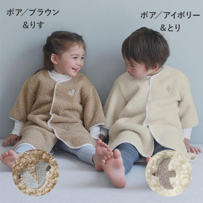 日本直送 日本製 加厚抓毛帶手袖睡袋 80-130cm 男童款/女童款 初生嬰兒 秋冬季 睡袋系列