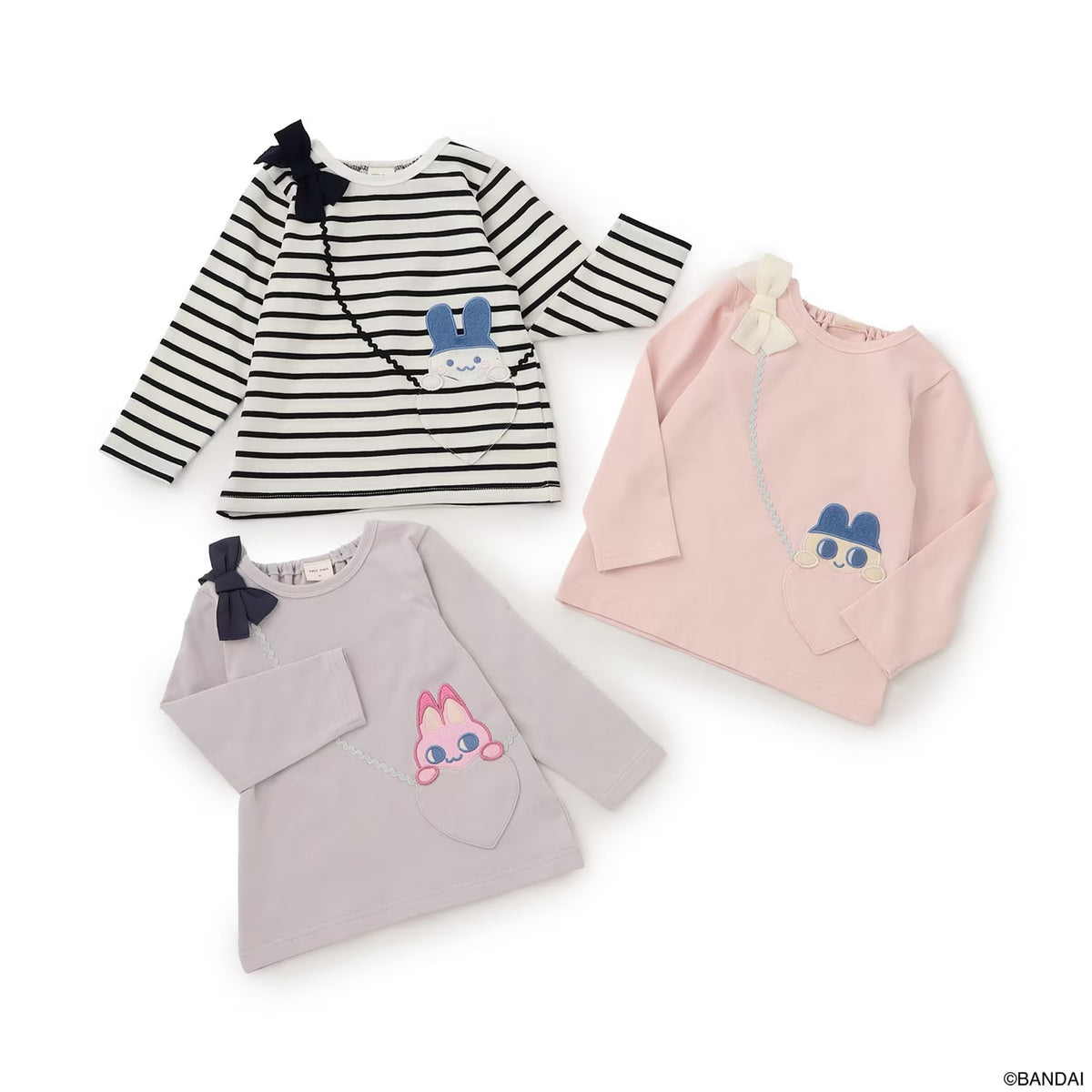 日本童裝 pe#main x【Tamagotchi】蝴蝶結肩上衣 90-130cm 女童款 秋季 TOPS