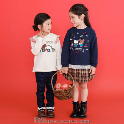 日本童裝 Slap Slip x Sanrio x 小熊學校 荷葉邊肩袖上衣 80-130cm 女童款 秋季 TOPS 其他品牌童裝 聖誕紅/新年紅