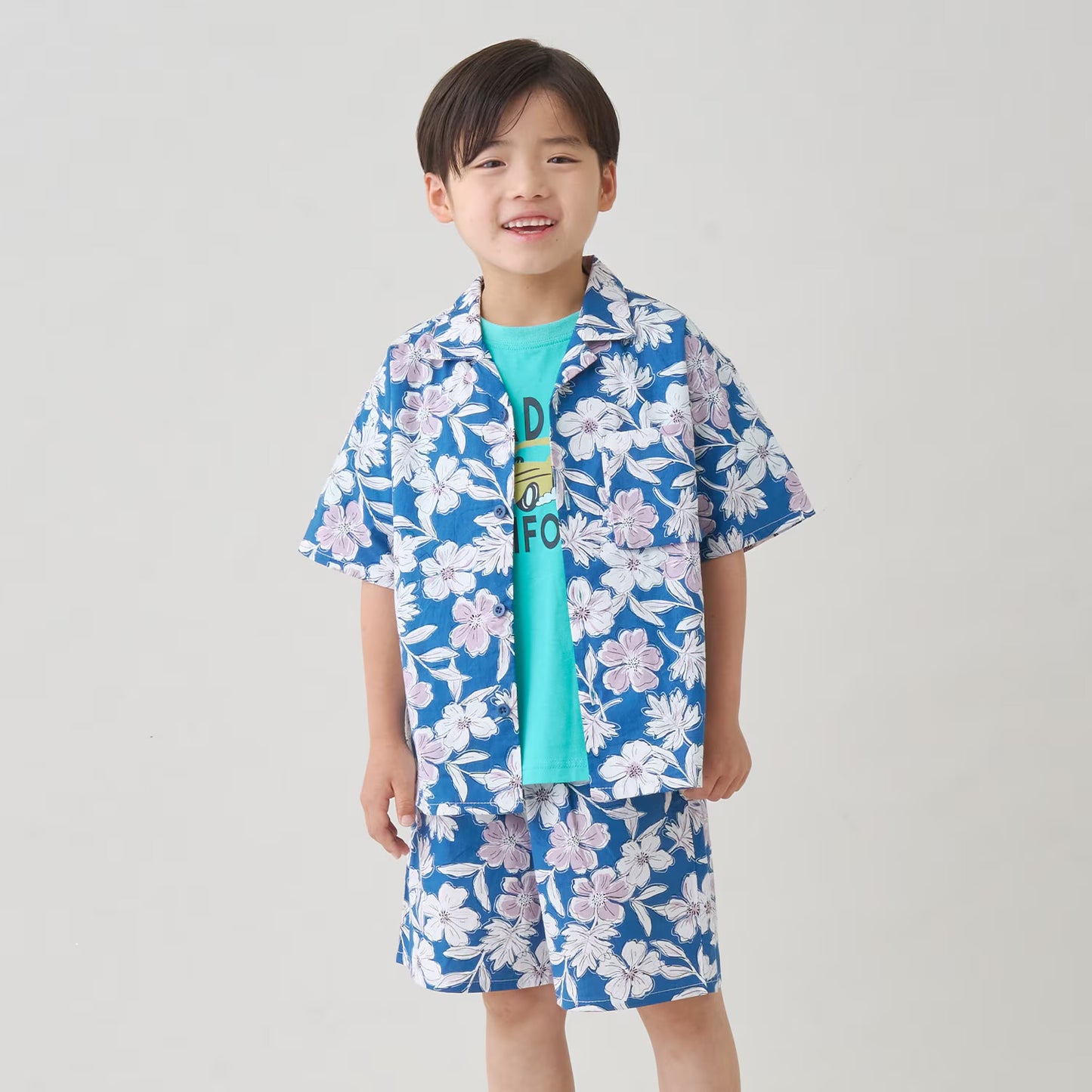 日本童裝 b・R# 襯衫短褲兩件套裝 100-140cm 男童款 夏季 TOPS PANTS