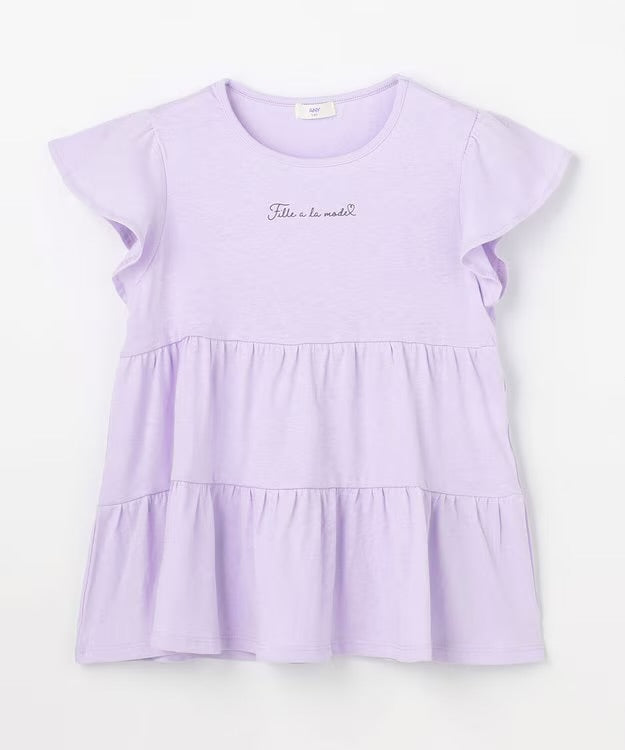 日本童裝 aF#a325 接觸冷感 小飛袖上衣 90-150cm 女童款 夏季 TOPS