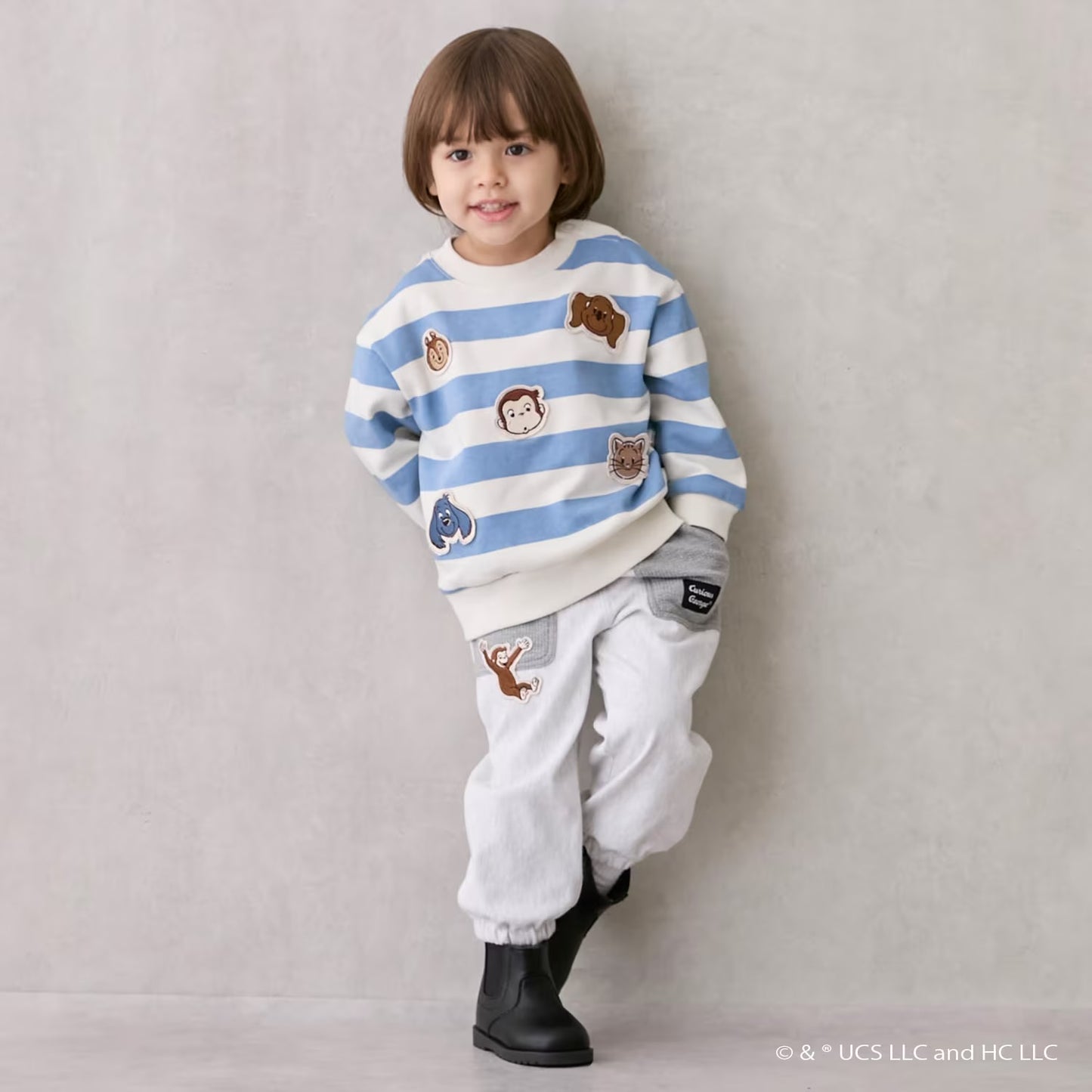 日本童裝 pe#main x Curious George 工裝長褲 80-130cm 男童款 冬季 PANTS