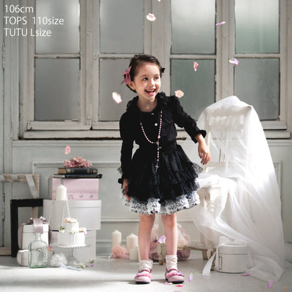 Japanese children's clothing panpantutu black bubble collar shirt 90-150cm girls summer TOPS interview/banquet/performance 