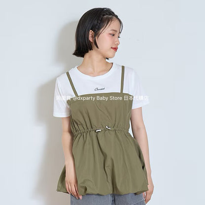 Lovetoxic Japanese children's clothing fake two-piece top 140-160cm girls summer TOPS 