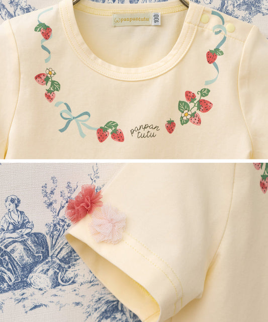 Japanese children's clothing panpantutu strawberry necklace top 80-150cm girls summer TOPS 