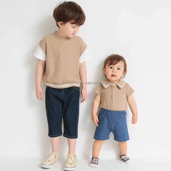 日本童裝 Branshes 假兩件短袖上衣 80-150cm 男童款 夏季 TOPS