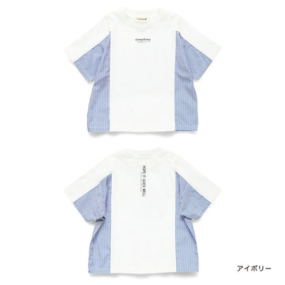 Japanese children's clothing Branches patchwork short-sleeved top 80-150cm boys' summer TOPS 