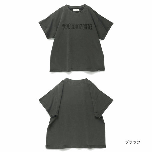 Japanese children's clothing Branches logo 3D appliqué short-sleeved top 90-150cm boys' summer TOPS 