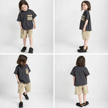 Japanese children's clothing Branches quick-drying UV-resistant mountain-style pocket top 80-150cm boys' summer TOPS 