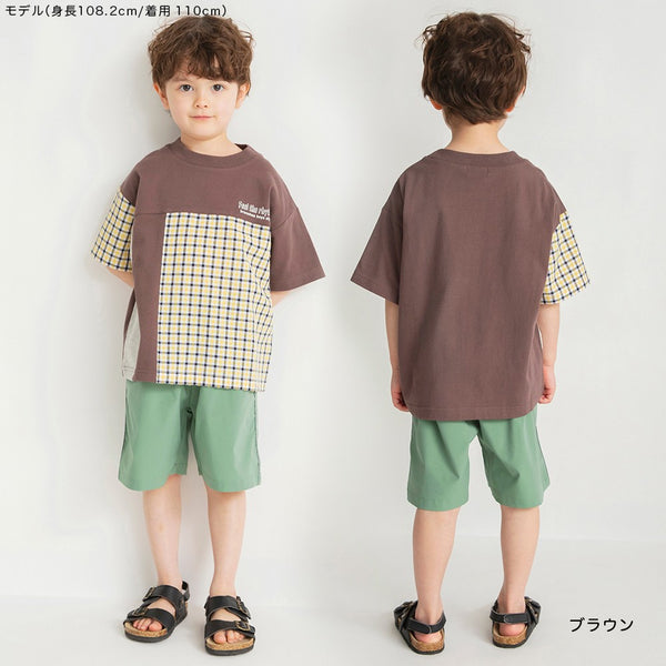日本童裝 Branshes 格仔拼帶上衣 80-150cm 男童款 夏季 TOPS