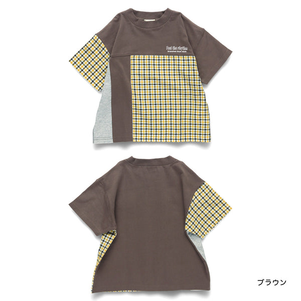 日本童裝 Branshes 格仔拼帶上衣 80-150cm 男童款 夏季 TOPS