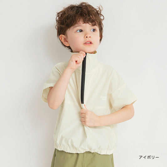 Japanese children's clothing Branches quick-drying half-zip short-sleeved top 90-150cm boys' summer TOPS 