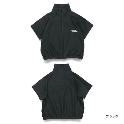 Japanese children's clothing Branches quick-drying half-zip short-sleeved top 90-150cm boys' summer TOPS 