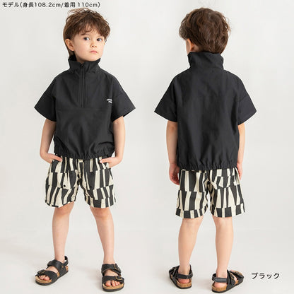 Japanese children's clothing Branches quick-drying half-zip short-sleeved top 90-150cm boys' summer TOPS 