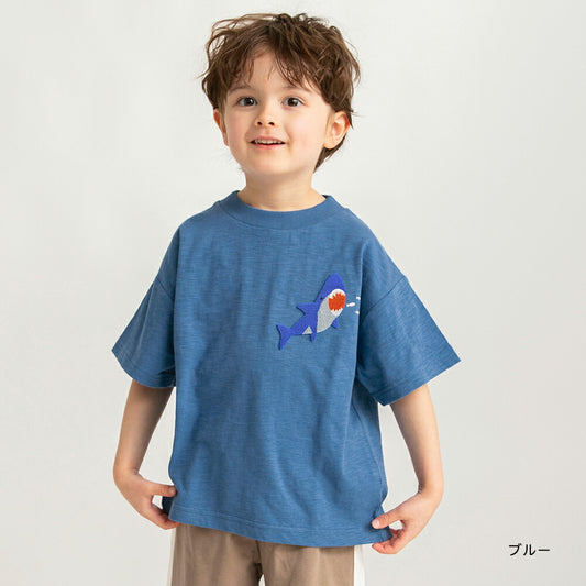 Japanese children's clothing Branches ocean 3D pattern top 80-150cm boys summer TOPS 