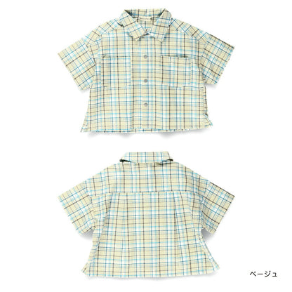 Japanese Children's Clothing Branches Checkered Shirt 90-150cm Boys Summer TOPS 