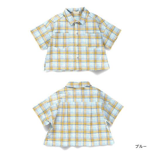Japanese Children's Clothing Branches Checkered Shirt 90-150cm Boys Summer TOPS 