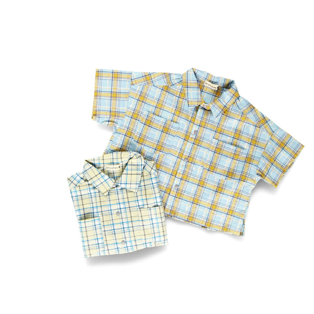 Japanese Children's Clothing Branches Checkered Shirt 90-150cm Boys Summer TOPS 