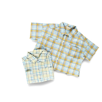 Japanese Children's Clothing Branches Checkered Shirt 90-150cm Boys Summer TOPS 