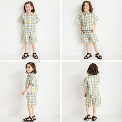 Japanese children's clothing Branches checkered shorts 90-150cm boys' summer PANTS 
