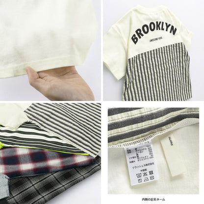Japanese children's clothing Branches back stitching print top 80-150cm boys summer TOPS 