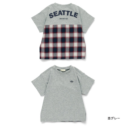 Japanese children's clothing Branches back stitching print top 80-150cm boys summer TOPS 